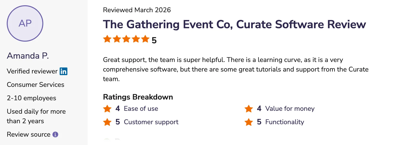 Amanda P - The Gathering Event Co review screenshot